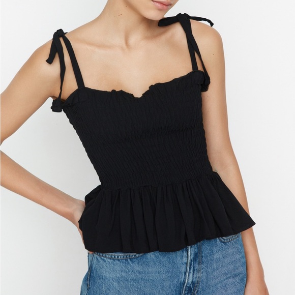 Linen black top size S - Picture 2 of 5